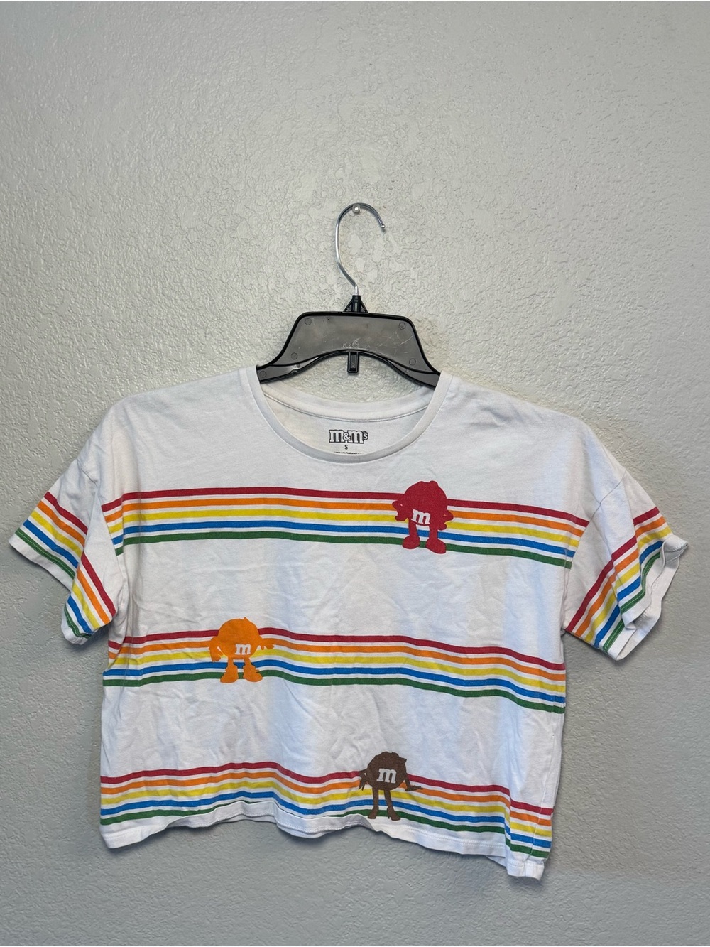 M&M's World Rainbow Stripe Character Crop Tee — Size S